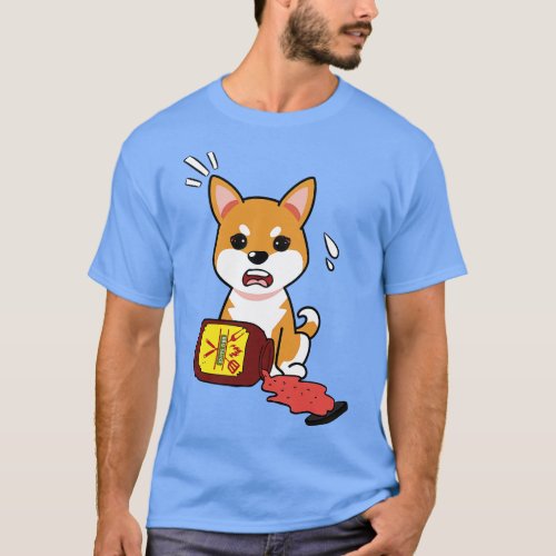 Funny orange dog Spills BBQ Sauce T_Shirt
