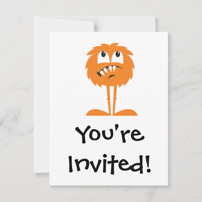 funny orange furry monster invitation (Front)