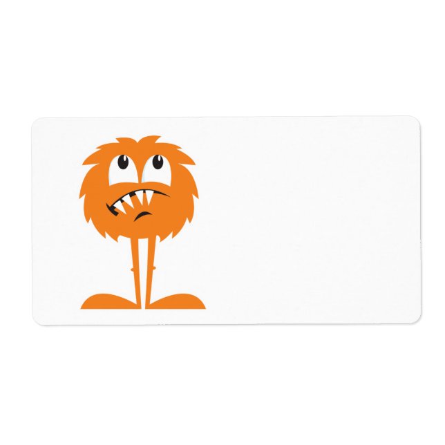 funny orange furry monster label (Front)