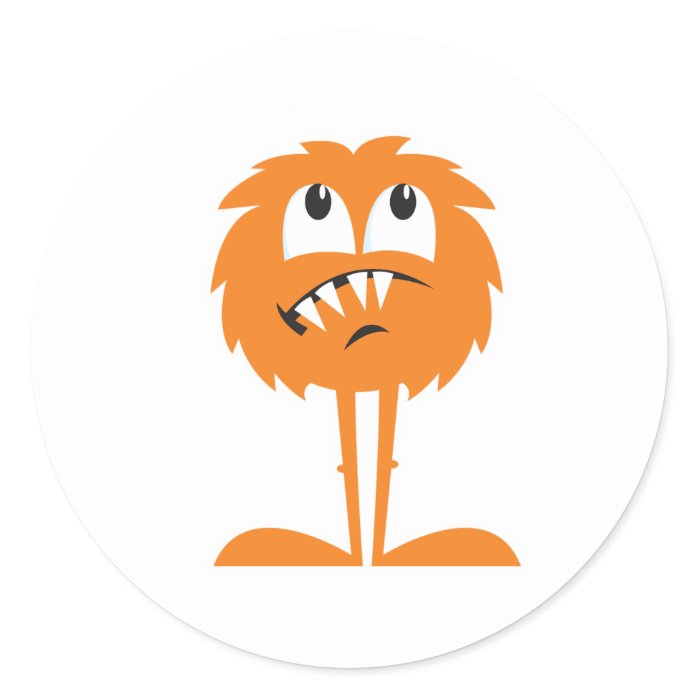 funny orange furry monster stickers