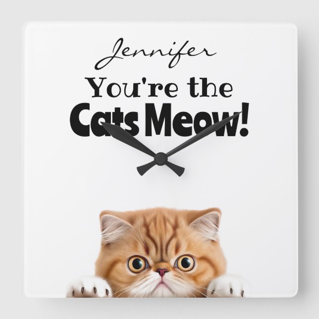 Funny Orange Ginger Tabby Cat Wall Clock (Front)