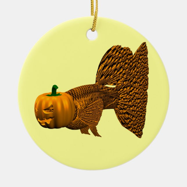 Funny Orange Guppy Ceramic Ornament (Front)
