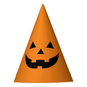 Funny orange Jack o lantern pumpkin face Halloween Party Hat
