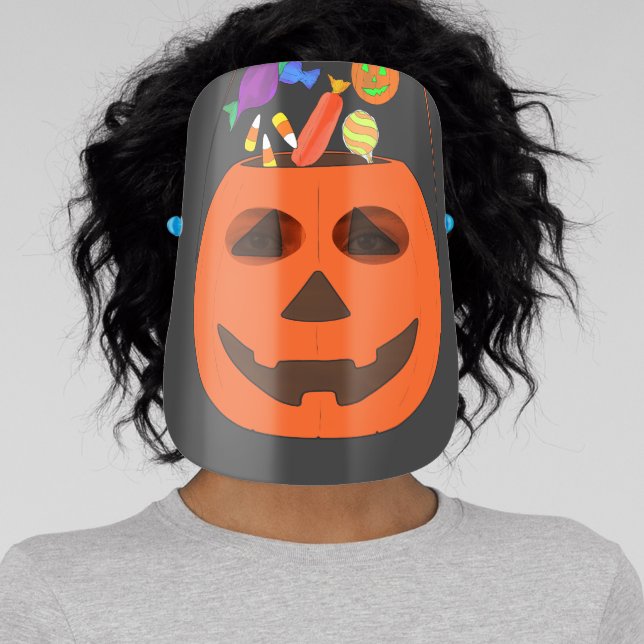 Funny Orange Jack O' Lantern Pumpkin Face Safety Face Shield (Insitu)