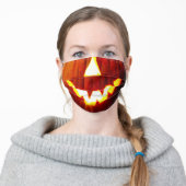 Funny Orange Jack O Lantern Pumpkin Halloween Adult Cloth Face Mask (Worn)