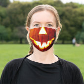 Funny Orange Jack O Lantern Pumpkin Halloween Adult Cloth Face Mask (Outside)