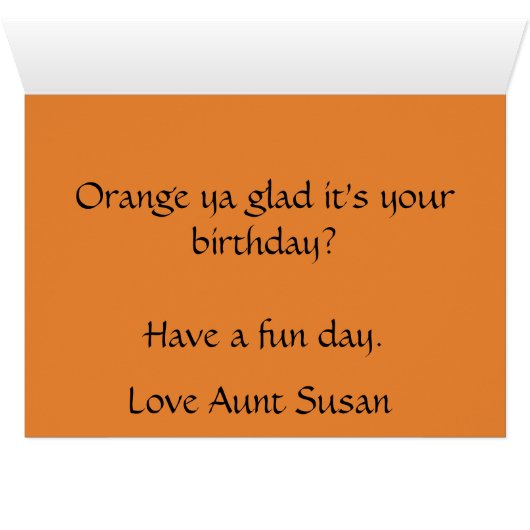 Funny Orange Joke Birthday (Inside Horizontal (Bottom))