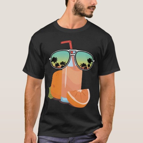 Funny Orange Juice With Sunglasses Design Love Ora T_Shirt