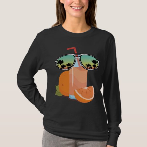 Funny Orange Juice With Sunglasses Design Love Ora T_Shirt