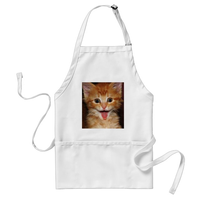 Funny Orange kitty face Adult Apron (Front)