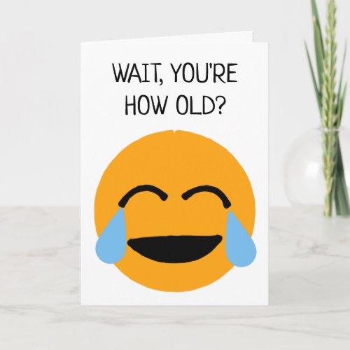 Funny Orange Laughing Face Emoji Birthday Card