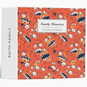 Funny Orange Monster Shouting Face 3 Ring Binder