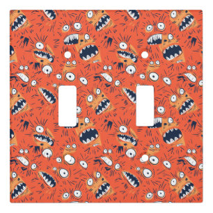 Funny Orange Monster Shouting Face Light Switch Cover