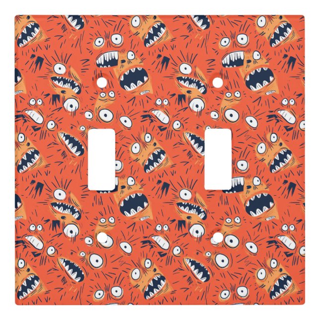 Funny Orange Monster Shouting Face  Light Switch Cover (Front)