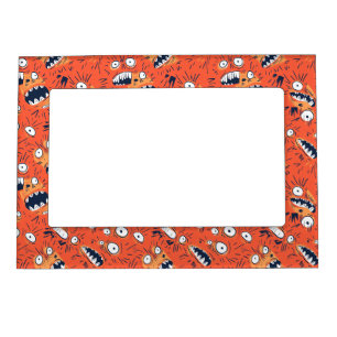 Funny Orange Monster Shouting Face Magnetic Frame