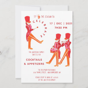 Funny Orange-Red Watercolored Nutcracker Invitation
