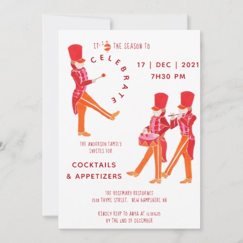 Funny Orange_Red Watercolored Nutcracker  Invitation