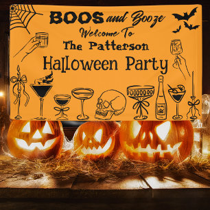 Funny Orange Scribble Halloween Party Welcome Banner
