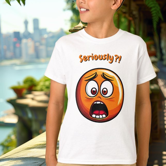 Funny Orange Shocked Emoji Kids T-Shirt (Creator Uploaded)