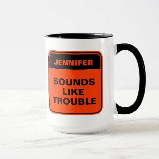 Funny orange sounds like trouble personalize mug (Right)
