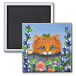 Funny Orange Tabby Cat Flowers Creationarts Magnet at Zazzle