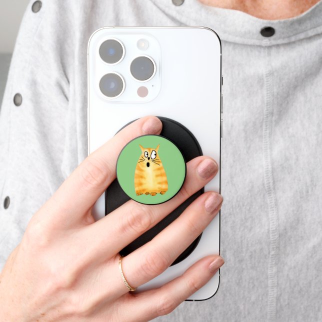 Funny Orange Tabby Cat PopSocket (Hand)
