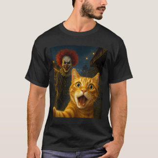 Funny Orange Tabby Cat Selfie Creepy Clown Soky Ca T-Shirt