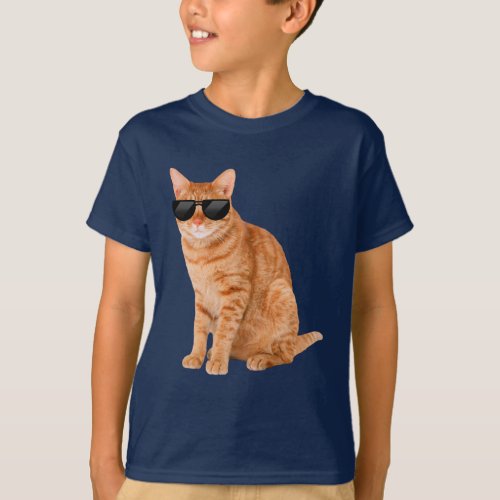 Funny Orange Tabby Cat With Sunglasses T_Shirt