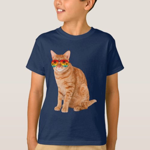 Funny Orange Tabby Cat With Sunglasses T_Shirt