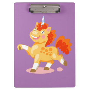 Funny orange unicorn clipboard