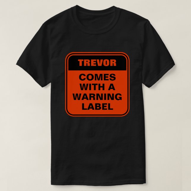 Funny orange warning label personalize caution T-Shirt (Design Front)
