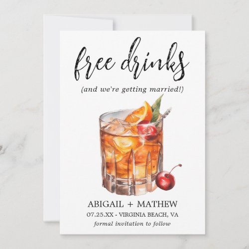 Funny Orange Whiskey Cocktails Drink Photo Wedding Save The Date