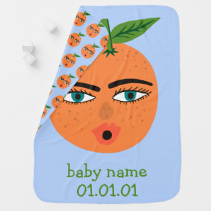 Funny Oranges CUSTOMIZABLE Baby Name Birthday Baby Blanket