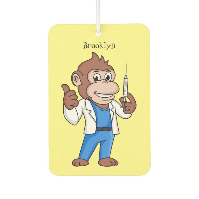 Funny orangutan ape cartoon doctor air freshener (Front)