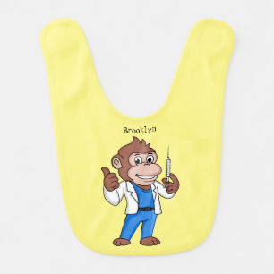 Funny orangutan ape cartoon doctor  baby bib