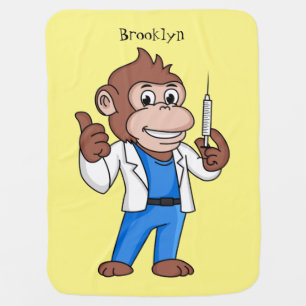 Funny orangutan ape cartoon doctor baby blanket