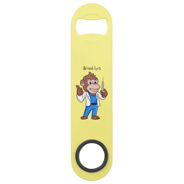 Funny orangutan ape cartoon doctor  bar key (Front)