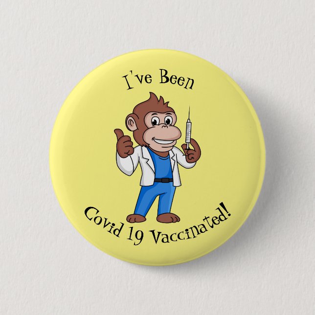 Funny orangutan ape cartoon doctor button (Front)