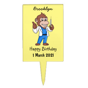 Funny orangutan ape cartoon doctor cake topper