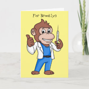 Funny orangutan ape cartoon doctor  card