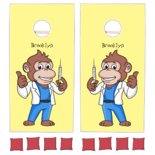 Funny orangutan ape cartoon doctor cornhole set