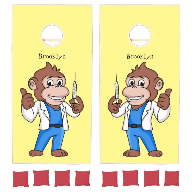 Funny orangutan ape cartoon doctor cornhole set (Set)