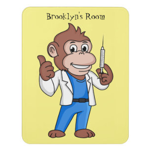 Funny orangutan ape cartoon doctor door sign