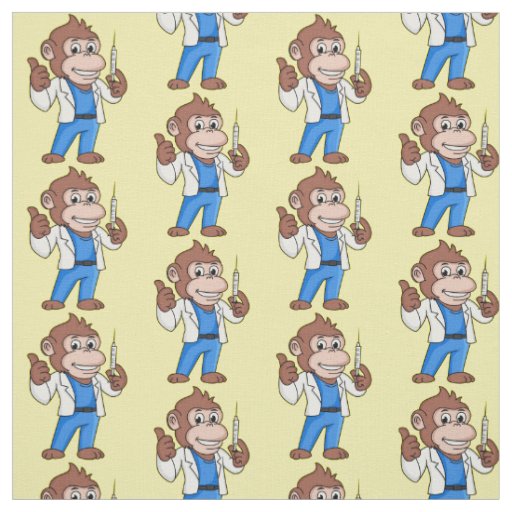 Funny orangutan ape cartoon doctor fabric