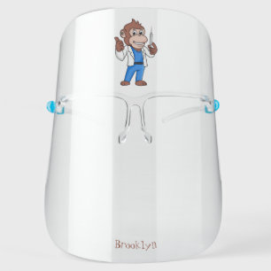 Funny orangutan ape cartoon doctor face shield