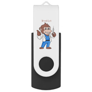 Funny orangutan ape cartoon doctor flash drive