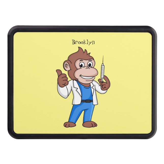 Funny orangutan ape cartoon doctor  hitch cover (Front)