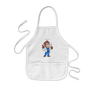 Funny orangutan ape cartoon doctor kids' apron