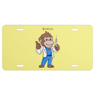 Funny orangutan ape cartoon doctor license plate