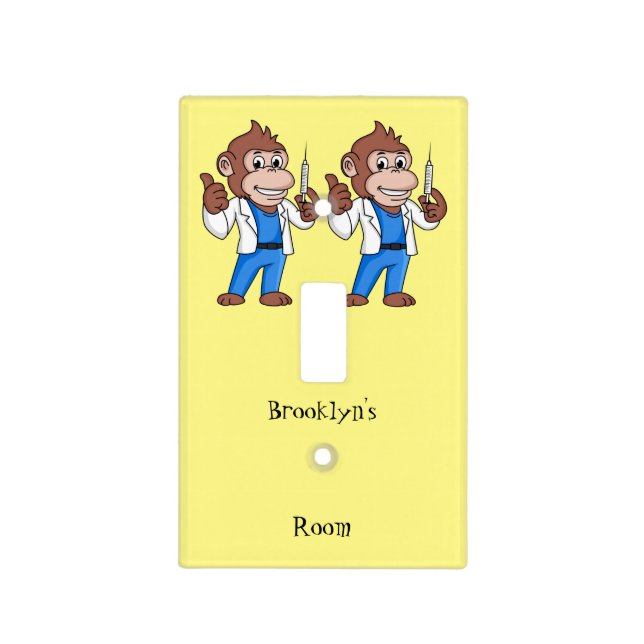 Funny orangutan ape cartoon doctor light switch cover (Front)
